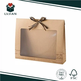 Craft Paper Gift Box Nrog Transparent Qhov rai